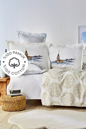 Karaca Home Boğaziçi Beige 100% Cotton Double Nish Set