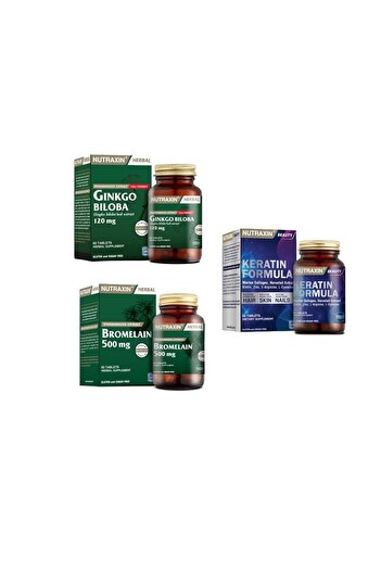 Nutraxin Ginkgo Biloba and Bromelain 60 Tablets - Keratin Formula