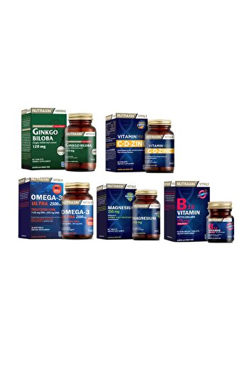 Nutraxin Ginkgo Biloba and Omega 3 Ultra 2500 Mg 60 Tablets - Vitamin Max and Vitamin B12 + Magnesium