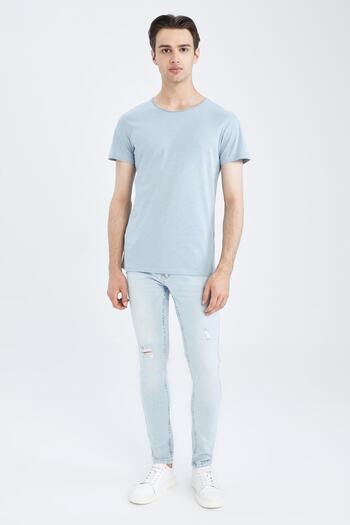 DeFacto Základní tričko Slim Fit Crew Neck