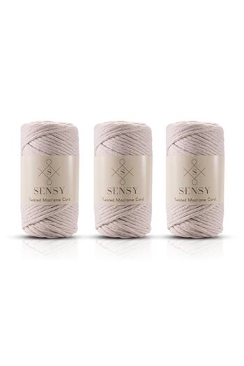 SENSY Premium Scanned Macrame Macrame Hobby Thread Set of 3 Ecru