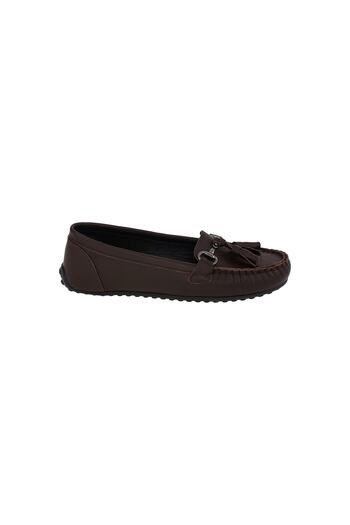 Moosefield Women's Dark Brown Genuine Leather Hand-Saddled Orthopedic Ballerinas
