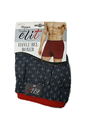 Tutku Elit Elit Towel Waist Boxer Colored Patterned Pack of 3 Pure Cotton