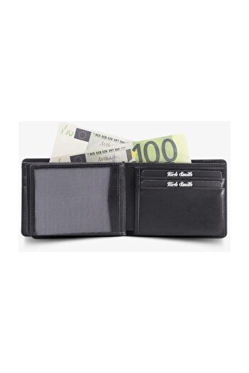 Rich Smith ®   Saffiano genuine leather men's wallet / 2513 black sack
