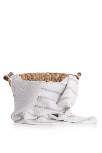 Caline Baby 4 Layer Muslin Blanket 120x120cm - Gray Striped
