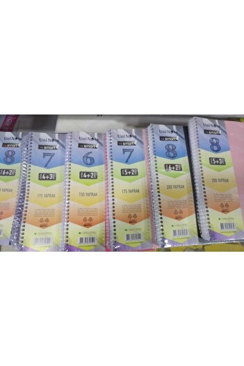 ÇINAR DEFTER Uni Note 4+3 175 coli A4 PP copertă caiet cu semne de carte cu spir.