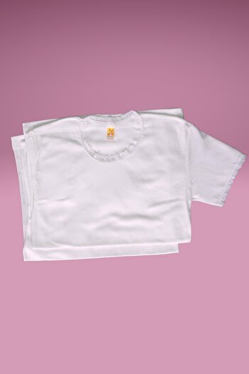 FAAL 100% Cotton, (Pack of 2) P.ribana Children's Lace Half Sleeve Undershirt
