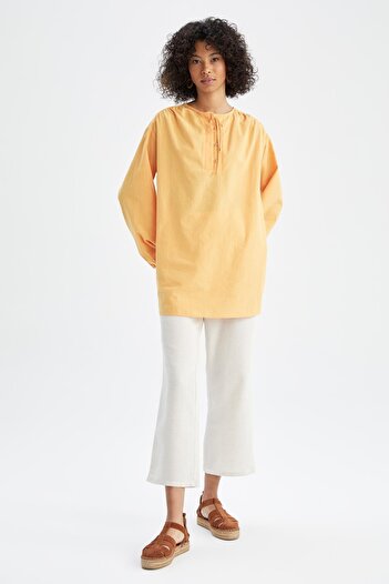 DeFacto Relax Straight Fit Linen Blend Trousers