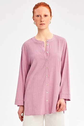 Perspective Cassey Comfortable Fit Crew Neck Violet Color Women's Shirt