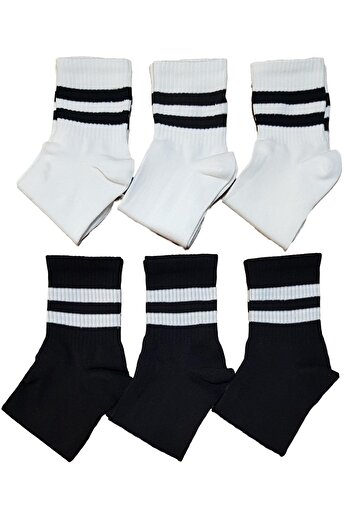 Esinti 6 Pack Striped Unisex Cotton College Socks