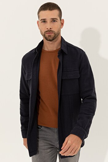 Pierre Cardin Ανδρικό πουκάμισο Navy Blue μακρυμάνικο G021Sz004.000. 1360055