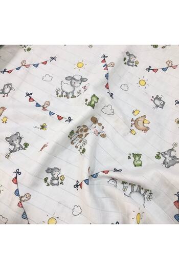 DİDABABY Cotton Muslin Single Layer Summer Pajamas - Farm Pattern