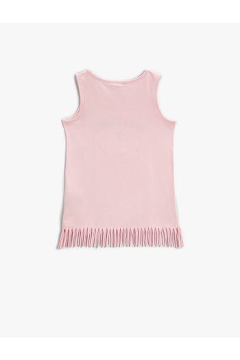 Koton Tasseled Undershirt Printed Sequined Sequined Crew Neck Cotton
