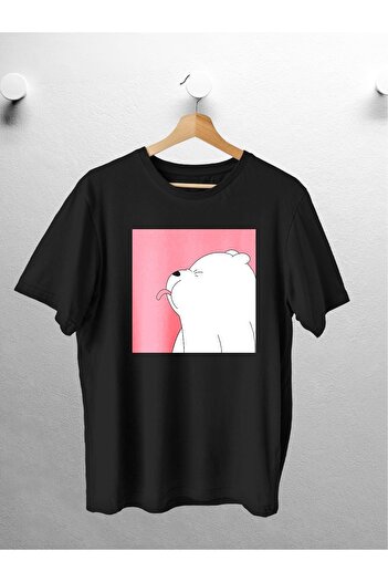 CANDEL Унісекс Чорна футболка Oversize з принтом Ice Bear