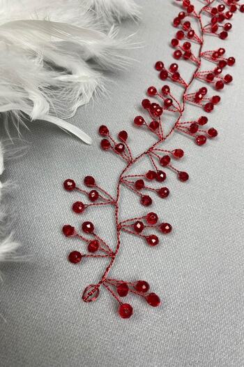 Hobigram Bridal Hair Accessory Red Vella Beaded Bridal Tiara Hair Accessory – Other Hair Accessories – Other
