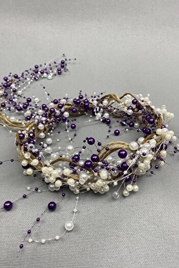 Hobigram Special Crystal Cream Pearl and Straw Bridal Crown – Bridal Accessory, Stylish Design, Women's Accessory –