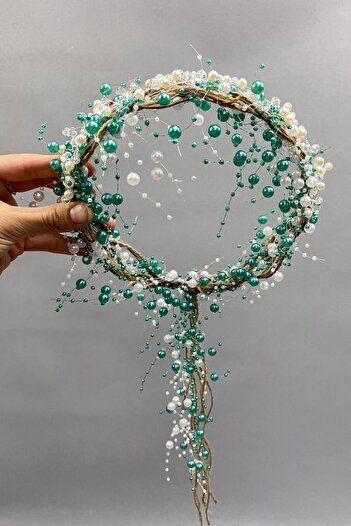 Hobigram Crystal Cream Pearl and Straw Bridal Tiara Special for Weddings – Bridal Accessory, Stylish Design – Bridal a