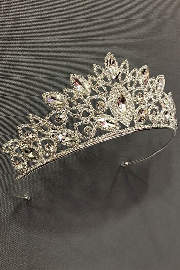 Hobigram Hair Accessory Paradise Silver Color Bridal and Henna Crown – Bridal Accessory, Stylish Design, Women's Accessory