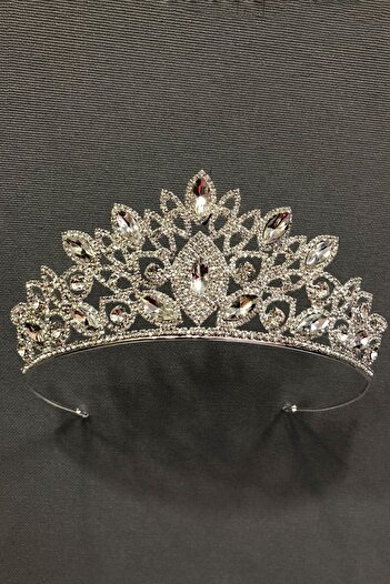 Hobigram Hair Accessory Paradise Silver Color Bridal and Henna Crown – Bridal Accessory, Stylish Design, Women's Accessory