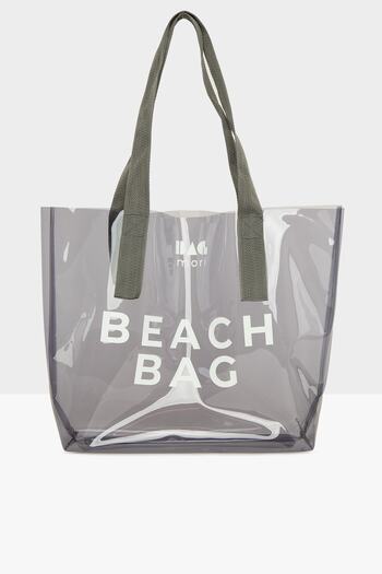 Bagmori Gray Women's Beach Bag Printed Transparent Beach Bag M000007257
