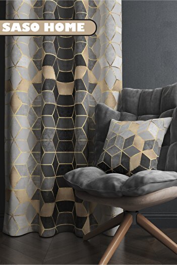 SasoHome Gray Mosaic Patterned Decorative Gift Cushion - Pillow Case
