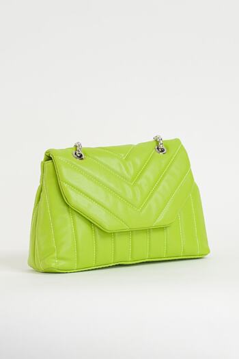 Çantacımstore Women's Light Green Sewing Detailed Quilted Crossbody Bag