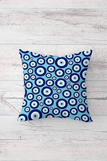 on the clouds Turquoise Evil Eye Beads One Side Print Hidden Zipper Pillowcase Throw Pillow Seat Cushion Cover