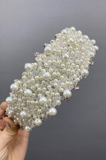Hobigram Large Pearl Stone Headband Bridal Accessory for Brides – Other Hair Accessories, Stylish Design – D