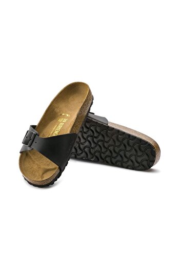 Birkenstock Women's Black Madrid Single Buckle Genuine Leather Slippers