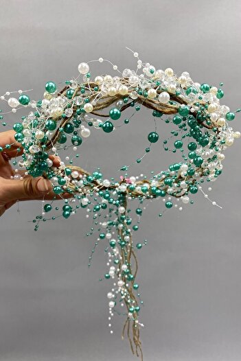 Hobigram Crystal Cream Pearl and Straw Bridal Tiara Special for Weddings – Bridal Accessory, Stylish Design – Bridal a