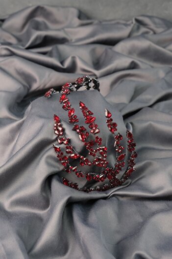Hobigram Bridal Accessory Burgundy Double Sided Helen Bridal Henna Crown – Bridal Accessory, Stylish Design – Bridal Accessory