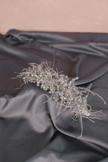 Hobigram Capella Feathered Crystal Bridal Hair and Turban Accessory for Brides – Bridal Accessory, Stylish Design