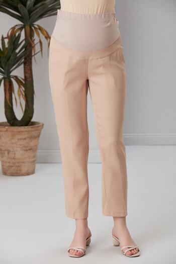 Görsin Hamile Gör&sin Maternity Cream Fabric Trousers