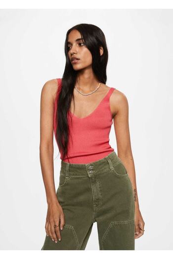 MANGO Woman Geripptes Strickoberteil