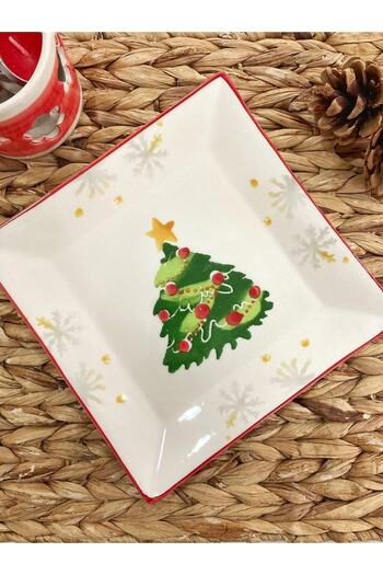 M'art Home 18 cm Square Cake Plate - 6 Pieces New Year