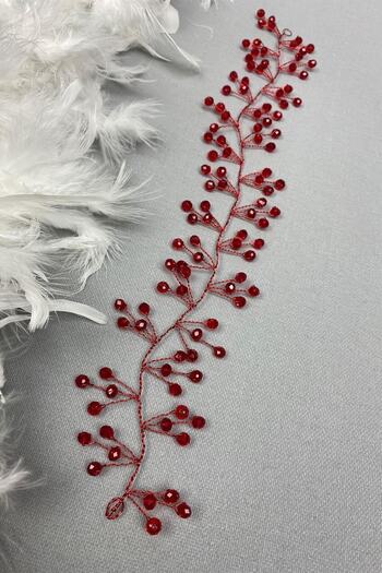 Hobigram Bridal Hair Accessory Red Vella Beaded Bridal Tiara Hair Accessory – Other Hair Accessories – Other