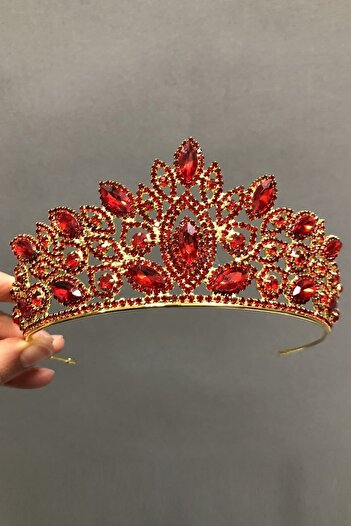 Hobigram Red Bridal and Henna Crown for Brides – Special Design, Accessory, Quality Production, Eye-Catching Style