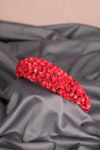 Hobigram Special Red Enamel Flower Motif Fairy Bridal Henna Crown for the Most Beautiful Brides – Bridal Accessory
