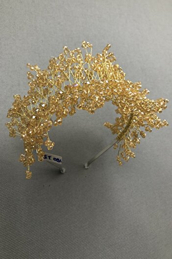 Hobigram Hair Accessory Golden Yellow Sirius Crystal Stone Henna and Bridal Tiara – Bridal Accessory, Stylish Design –