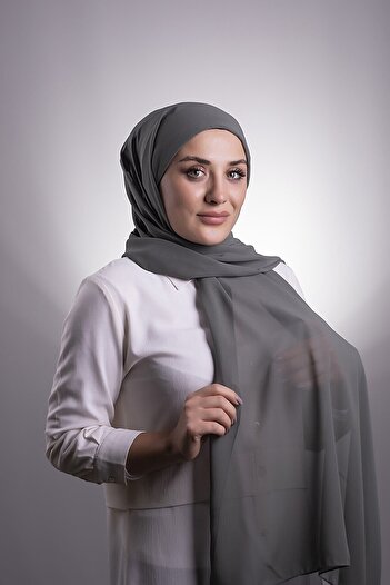 Nilbutik Inner Bonnet Chiffon Ready-made Scarf -anthracite