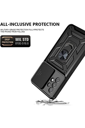 Fibaks Samsung Galaxy A33 5g Compatible Case Camera Protected with Sliding Ring Armor Military Tank Armored