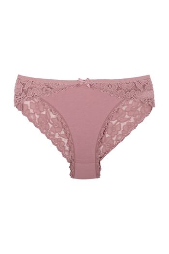 Zena Mink Cotton Plus Size Women's Panties with Lace Detail on the Front and Back