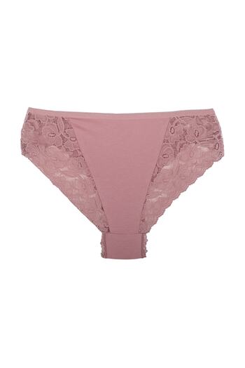 Zena Mink Cotton Plus Size Women's Panties with Lace Detail on the Front and Back