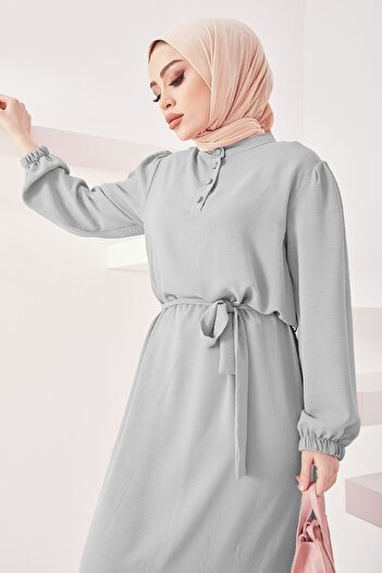 InStyle Φόρεμα Meyra με κουμπιά Ayrobin Hijab - Γκρι