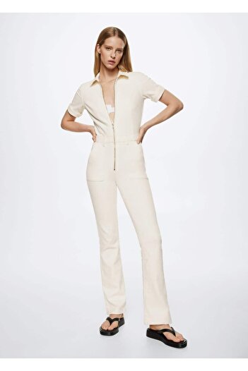 MANGO Woman Zippered Denim Jumpsuit