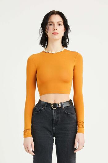 IAMNOTBASIC Long Sleeve Crop Women's Cotton Top