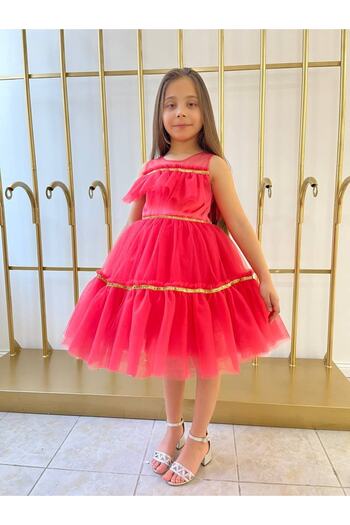 Sare Çocuk Giyim Children Evening Dress Fashion Design Tulle Sleeve Princess Model Dress For Birthday Wedding And Ceremony