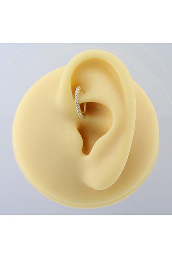 Dianora Piercing 14 Ayar Altın Alttan Taşlı Halka Piercing 10 Mm