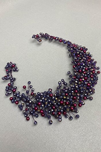 Hobigram Hair Accessory Purple Lisa Model Bridal Henna Crown – Bridal Accessory, Stylish Design, Women's Accessory – Geli
