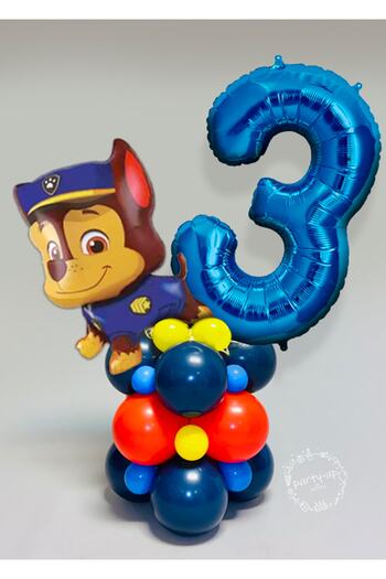 PARTİAVM Blue Number Balloon Paw Patrol Characters Balloon Welcome Set Claw Gang
